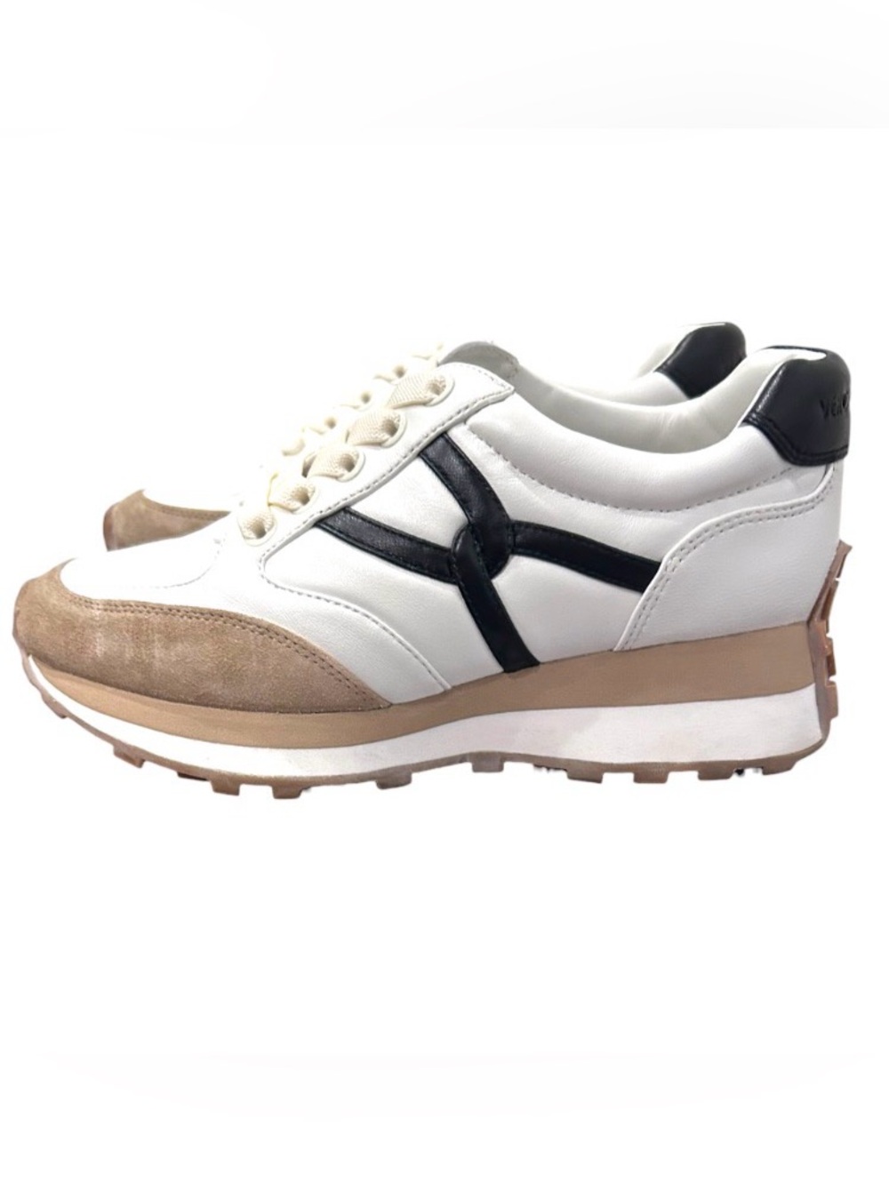Veronica Beard Valentina sneakers white and black with coconut suede Size 6.5M - Picture 2 of 9